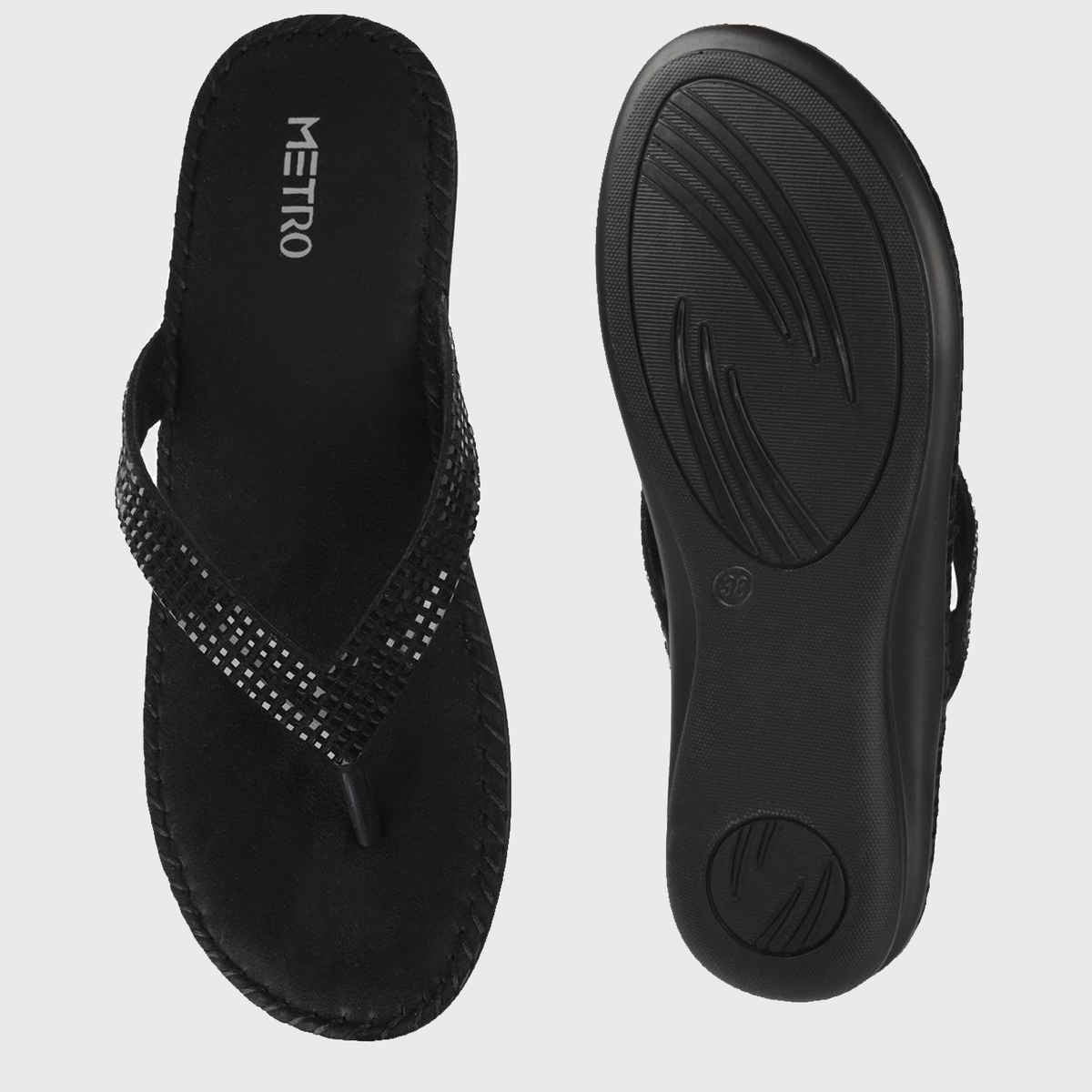 Metro Women Black Color Slip On Ethnic | Size UK 5 | 44-1679