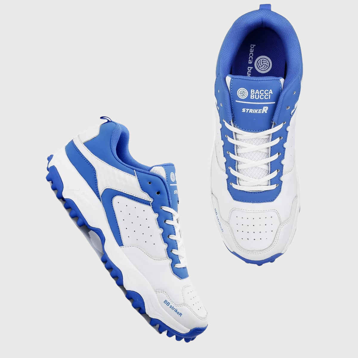 Bacca Bucci Men's STRIKER Cricket Shoes Unleash Precision | Blue and White UK - 8