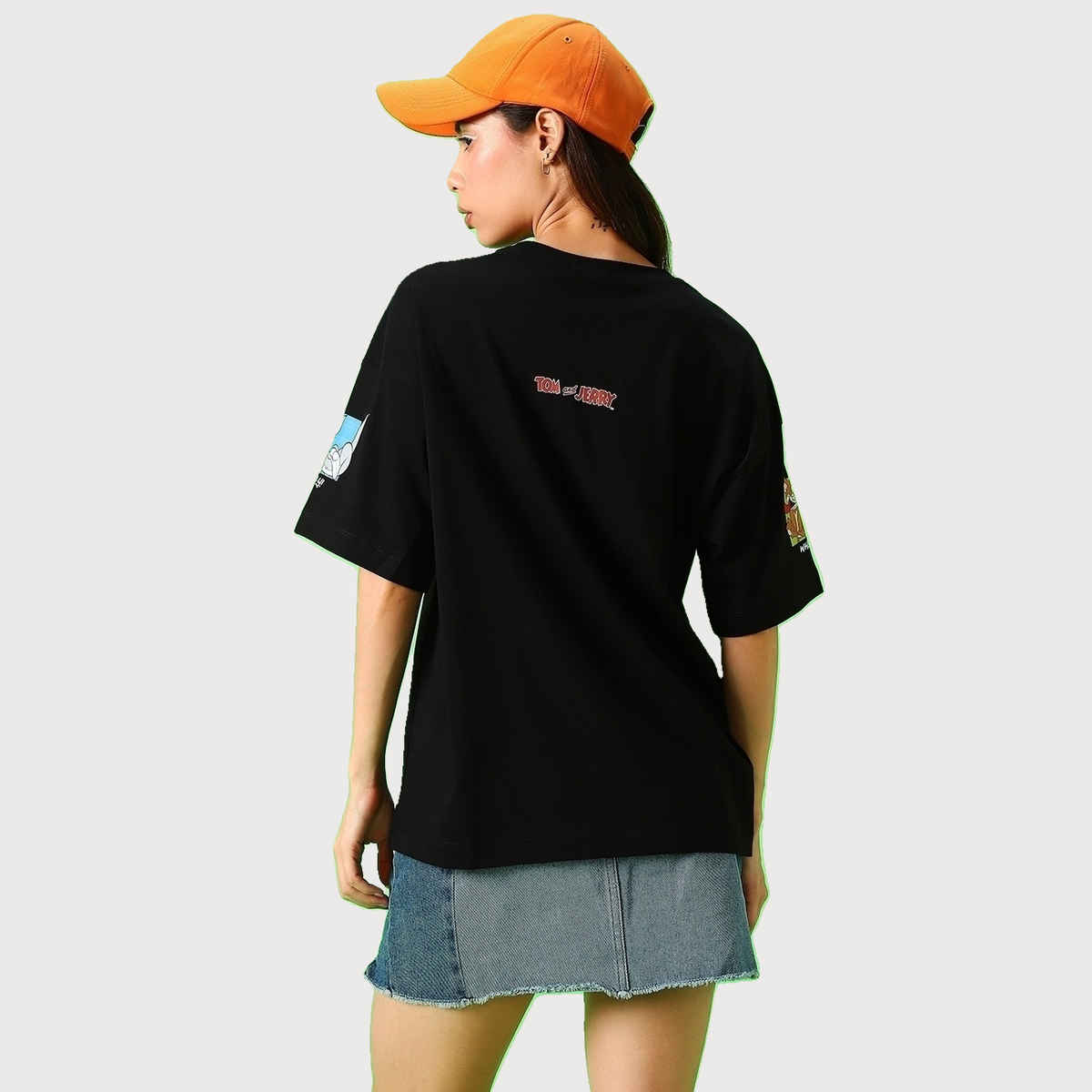 Bewakoof Women's Friends & Feelings T&J Graphic Printed Oversized T-shirt | Black - M