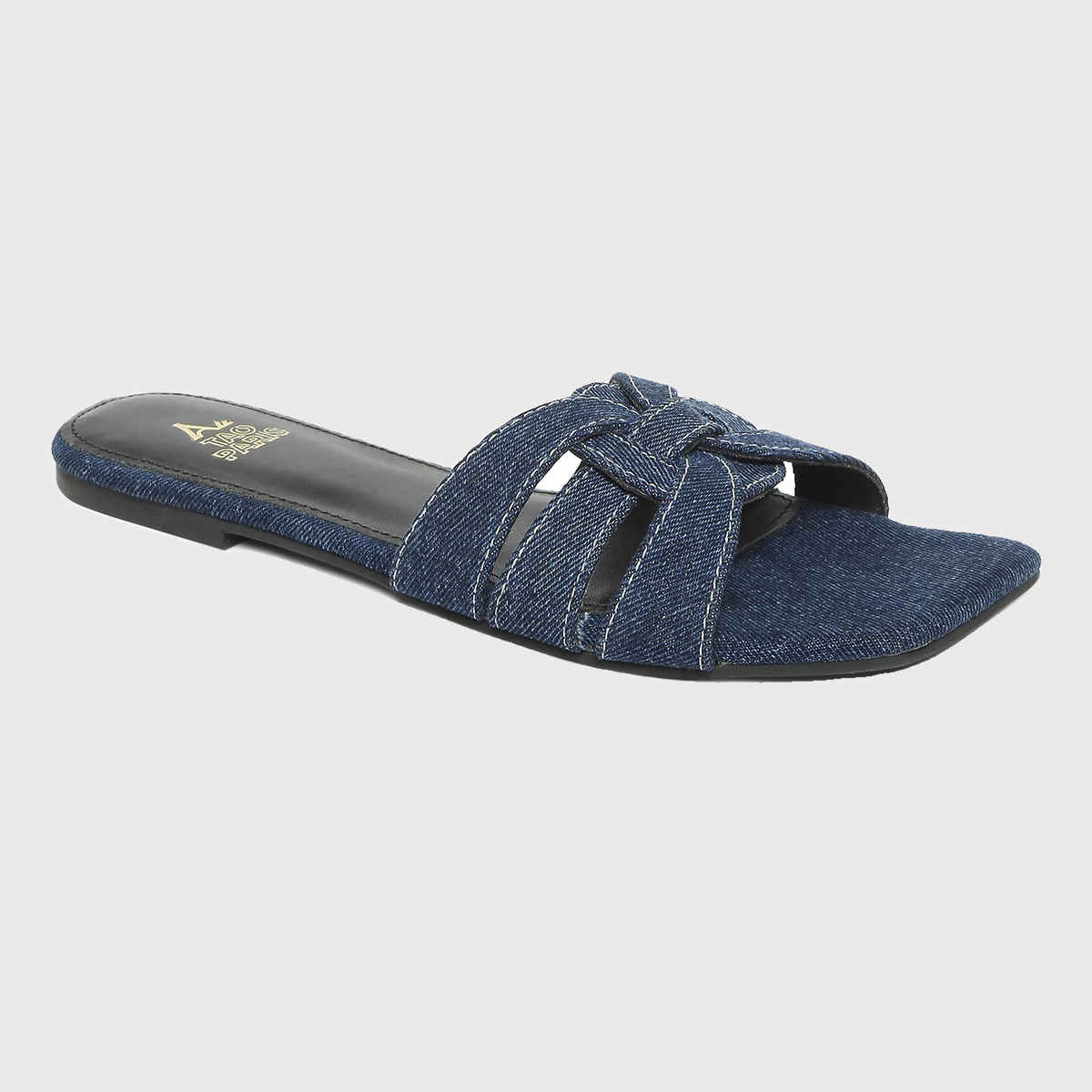Tao Paris Denim Open Toe Flats Women's Dark Blue | UK3
