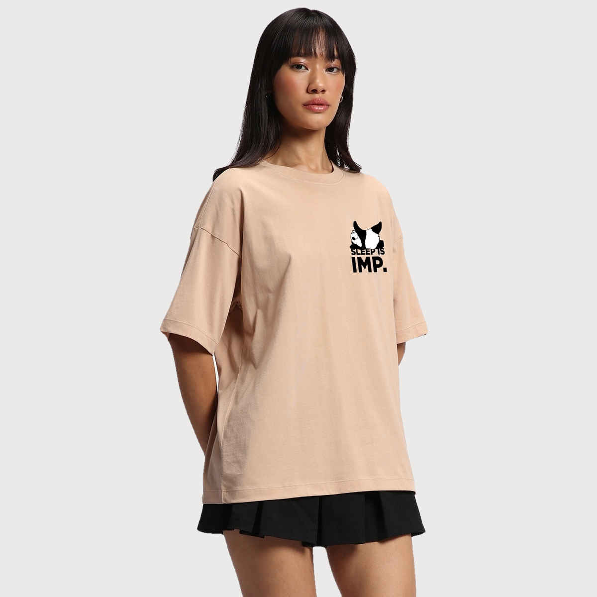 Bewakoof Women's Time To Get Shit Done Graphic Printed Oversized T-shirt | Brown | S