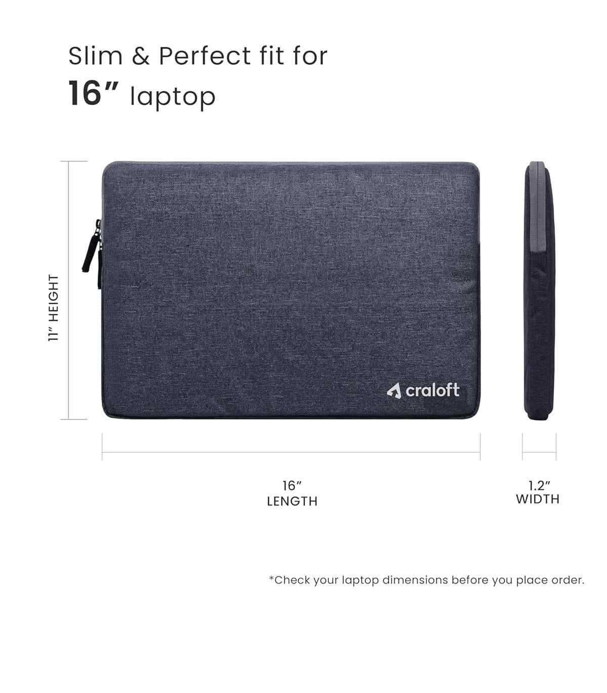 Craloft 16 Inch Laptop Sleeve Cover Bag for MacBook Pro / 16 Inch Laptop with Charger Pouch -Office