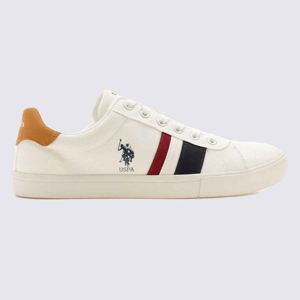 U.S. Polo Assn. Men's Striped Round Toe Abor 3.0 Sneakers | Off White - UK 10