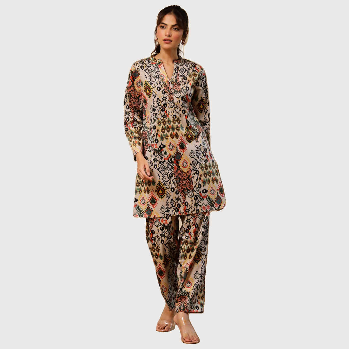 Sanskrutihomes Women Floral Multicolor Printed Tunic With TrouserSE-NSP-762 | M