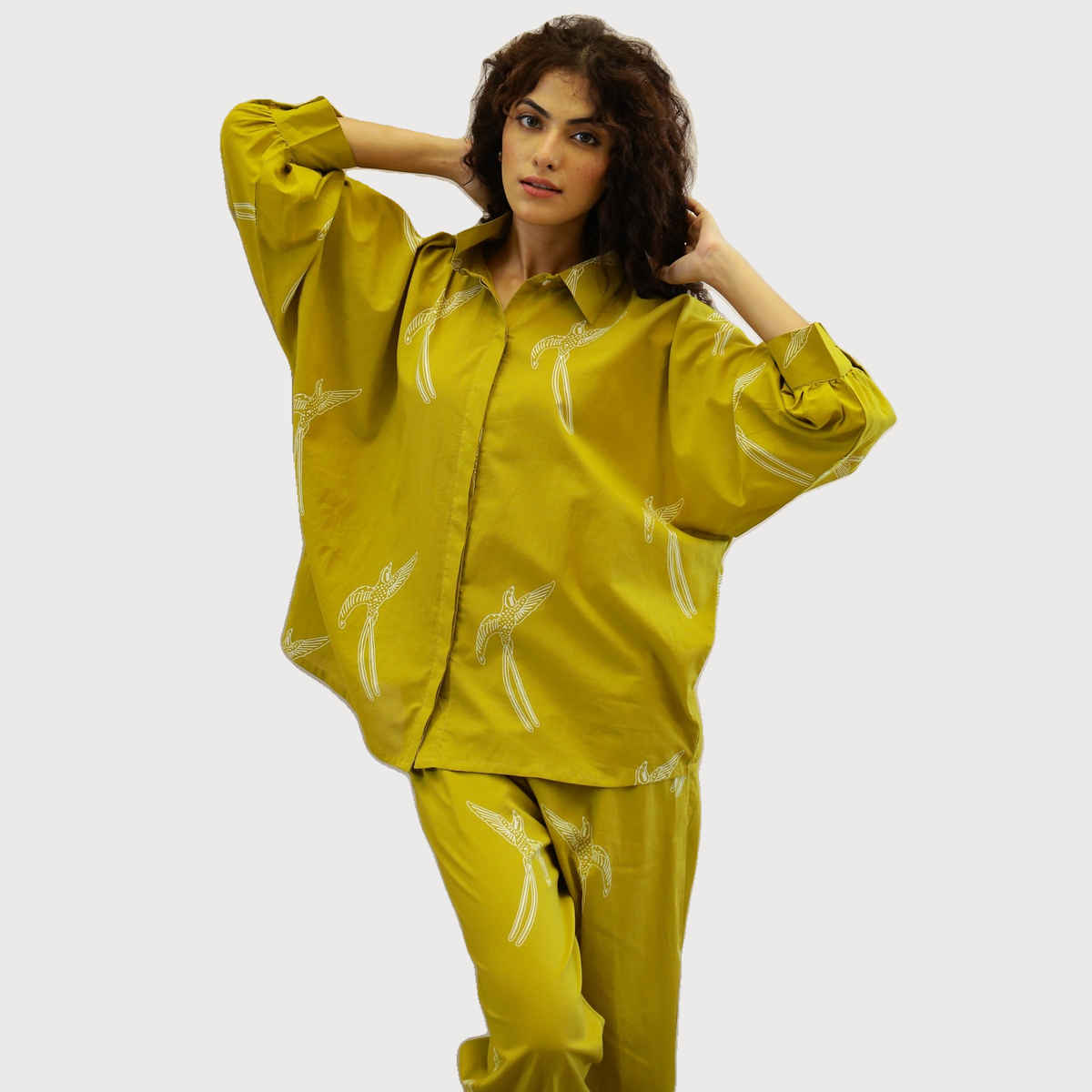 Sanskrutihomes Women Printed Mustard Night Suit SE-NSP-715 | L