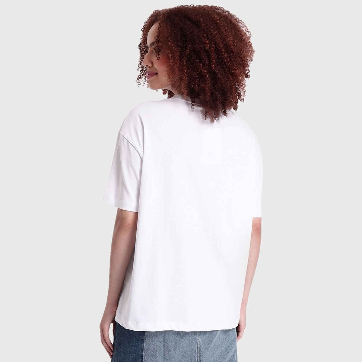 Bewakoof Women's Don't Invade Graphic Printed Oversized T-shirt | White - XL