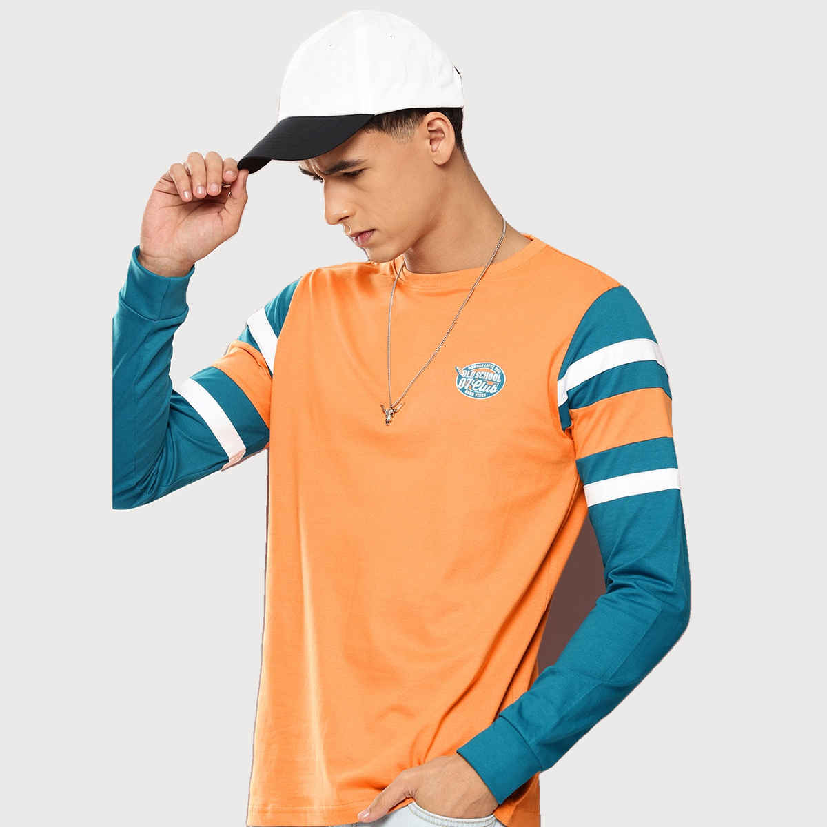 Dillinger Men's Pure Cotton Long Sleeves Casual T-shirt | Orange - M