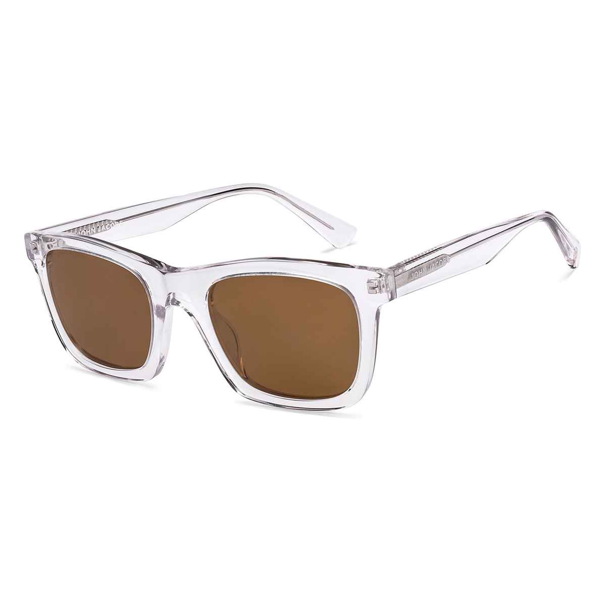 John Jacobs By Lenskart Unisex Solid Acetate Wayfarer Sunglasses | Transparent - Extra Wide