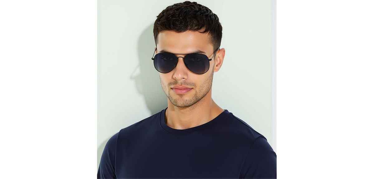 Grey Black Dark Gunmetal Full Rim Aviator Vincent Chase VC Sun Metal VC 5158 P Sunglasses