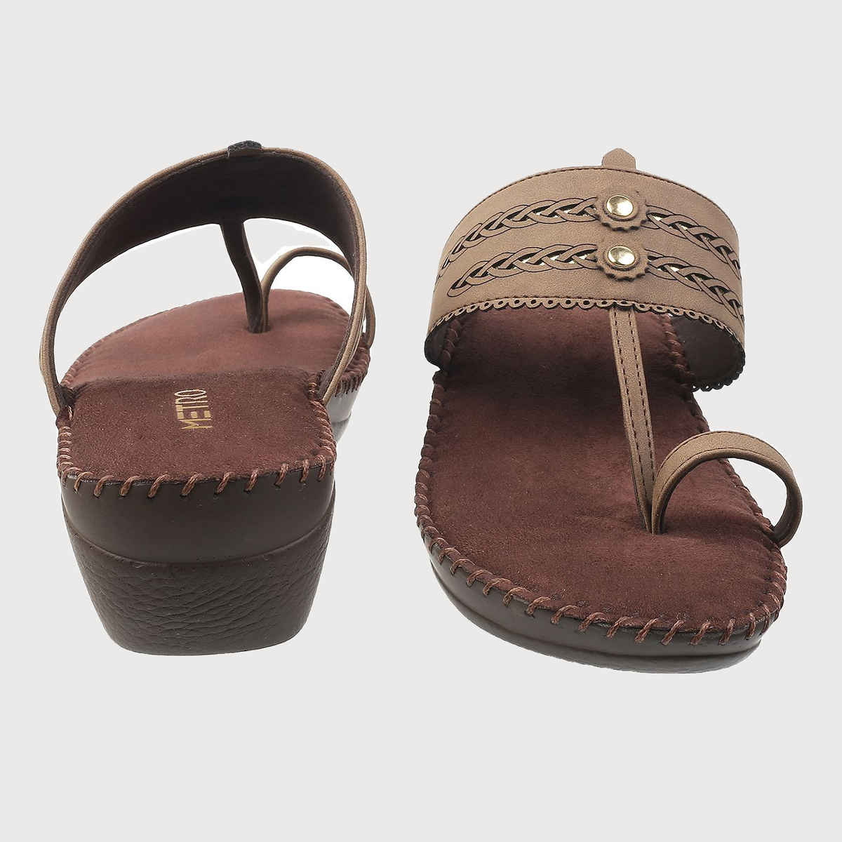 Metro Women Brown Color Heel Slip On Ethnic | Size UK 8 | 44-21
