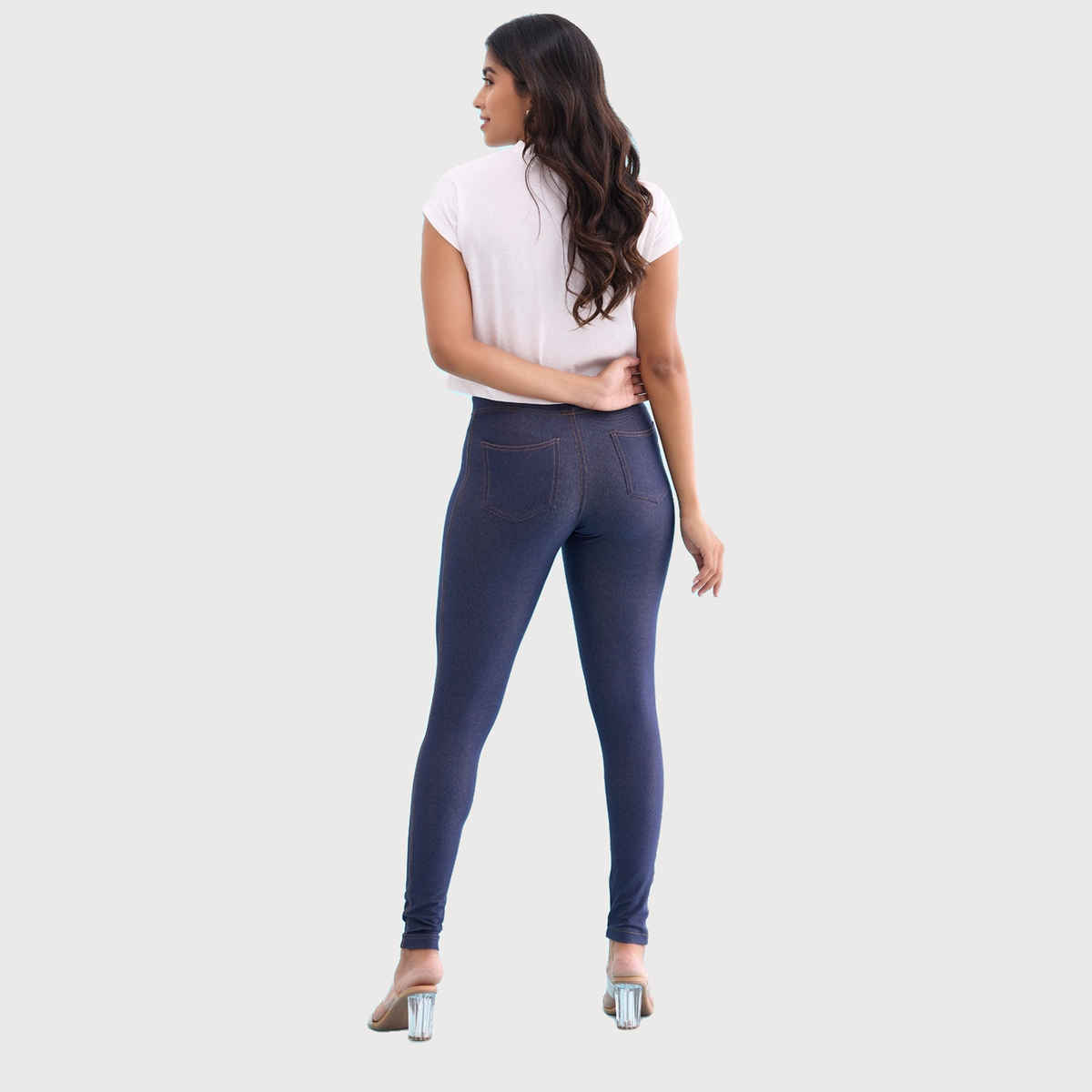 Go Colors Women's Slip-On Knit Jeggings | LJ02 | Blue - L