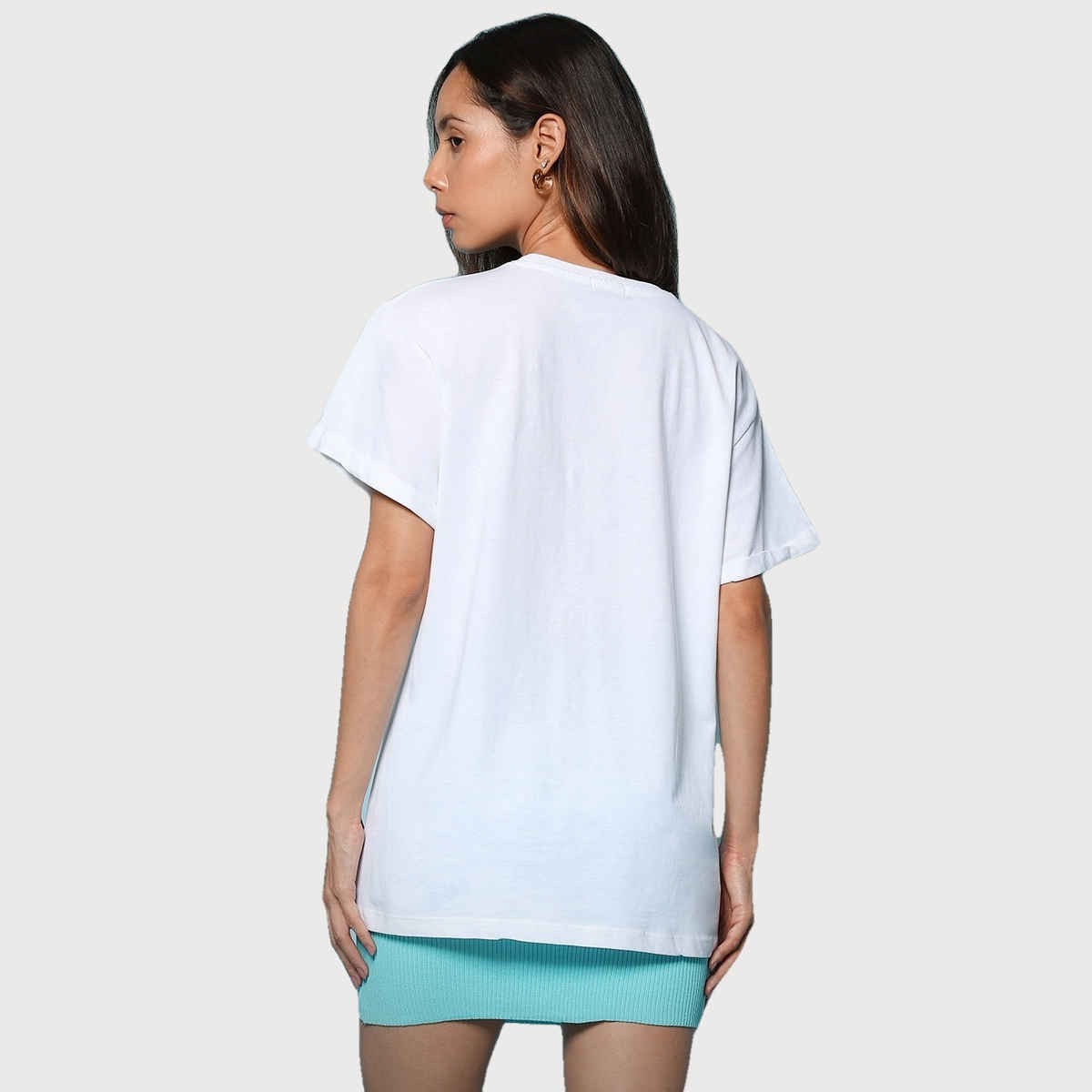 Bewakoof Women's Peeking Army Graphic Printed Boyfriend T-shirt | White | XL