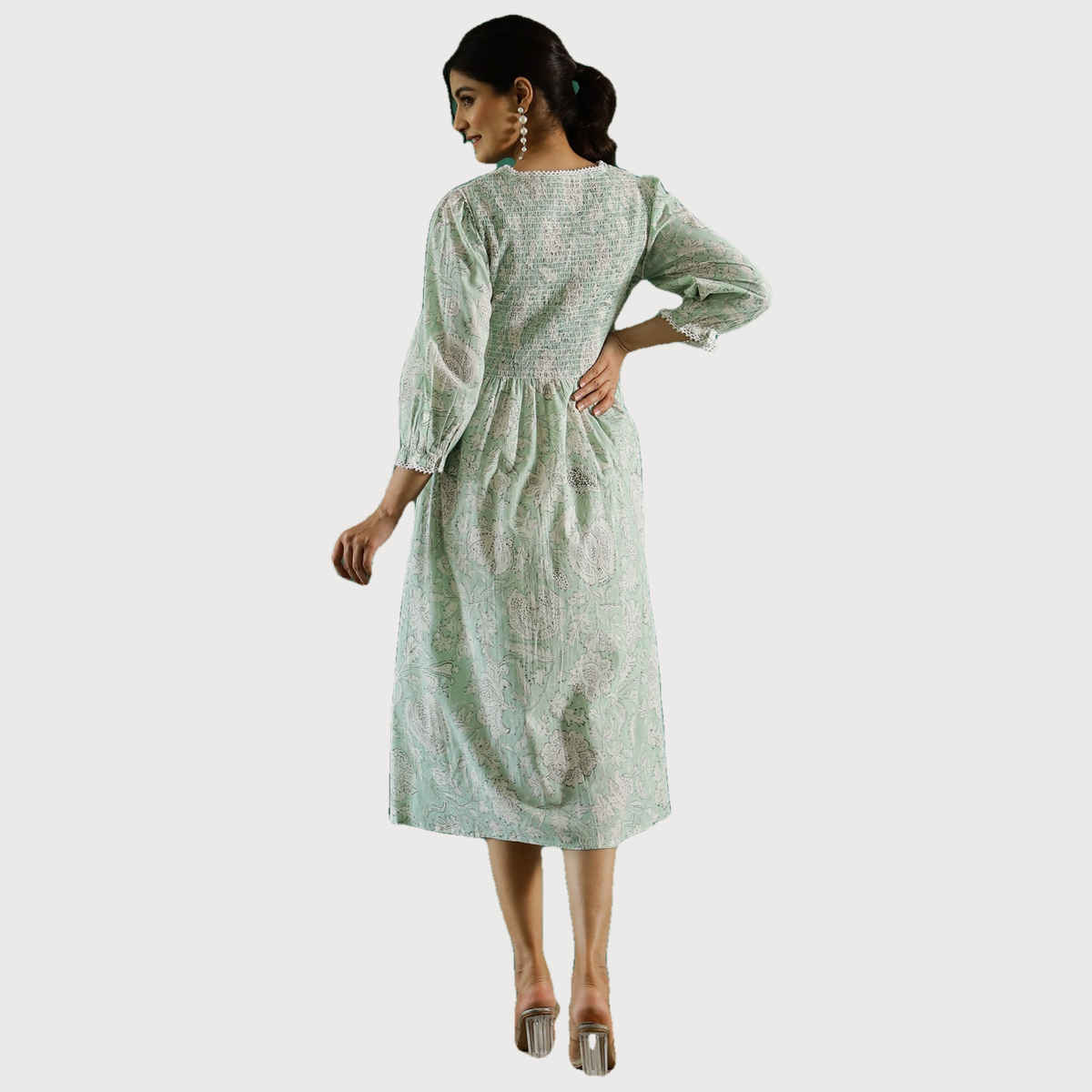 Rangdeep Women Floral Printed Cotton Fit & Flare Knee Length Party Dress | XXL