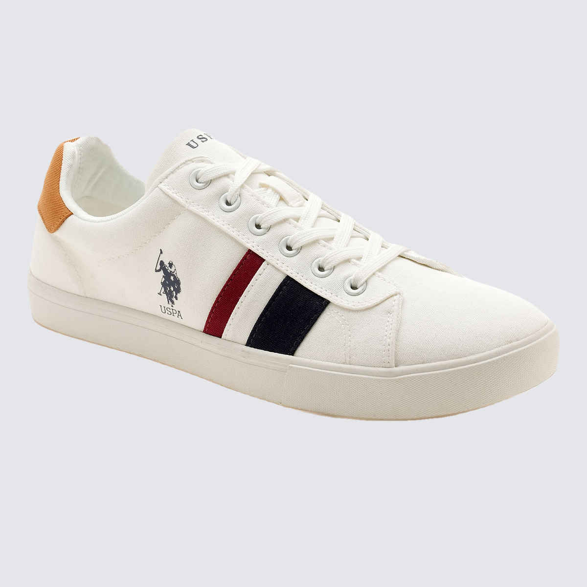 U.S. Polo Assn. Men's Striped Round Toe Abor 3.0 Sneakers | Off White - UK 10