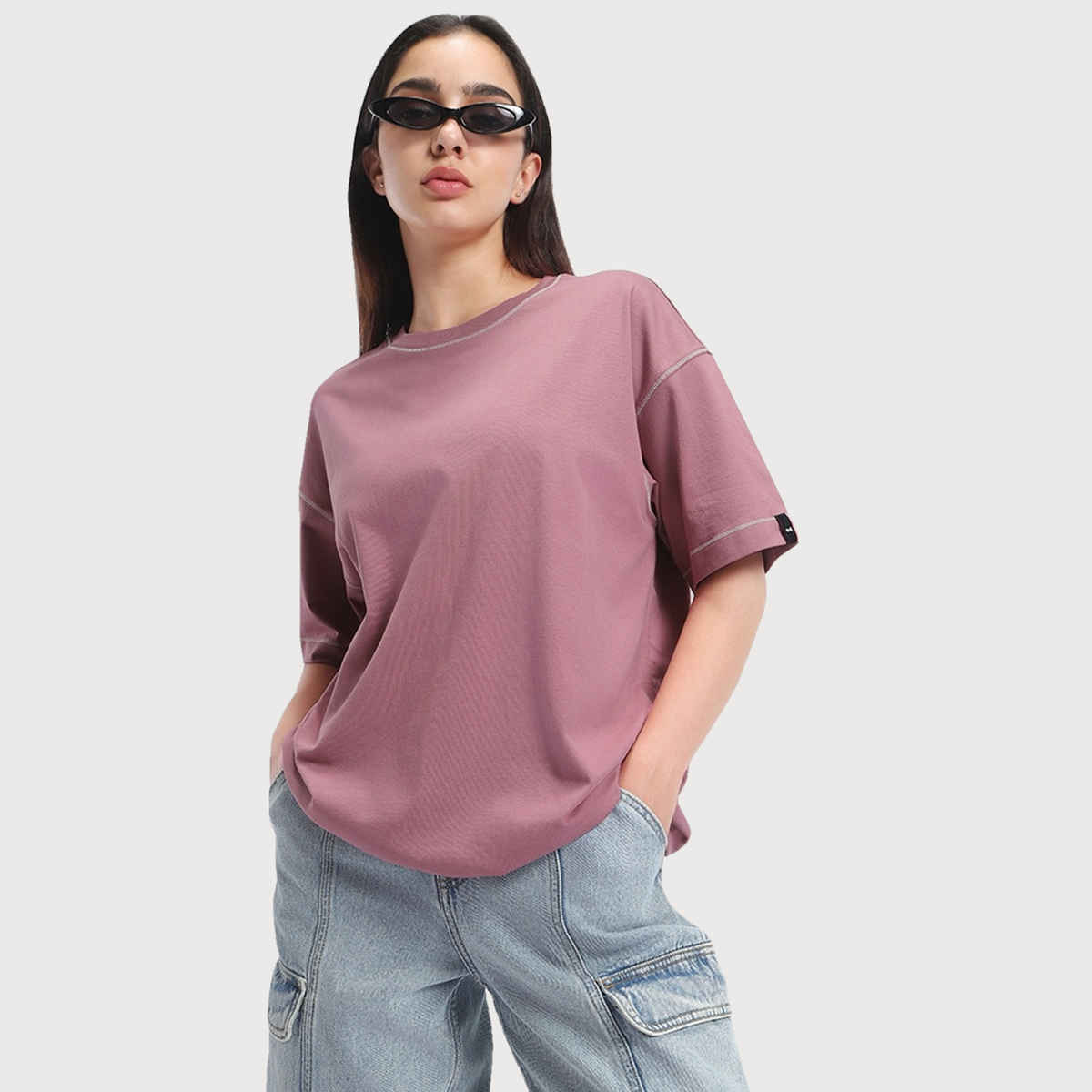 Bewakoof Women's Oversized T-shirt | Purple - L