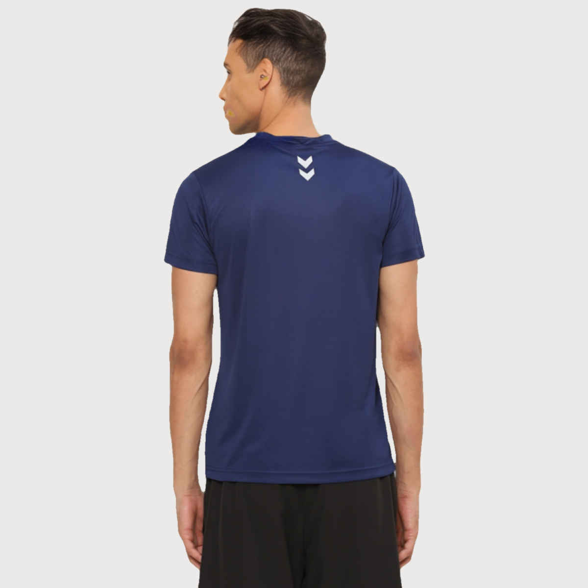hummel Men's Budoc Round Neck Solid Regular Fit Gym T-shirt | Blue Nights - L