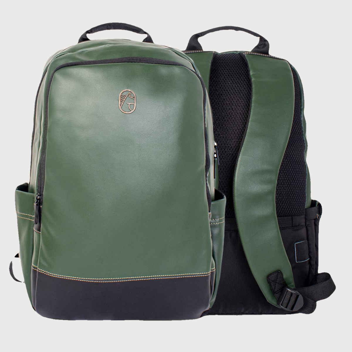 Alt Crew Unisex Synthetic Leather 28 L Laptop Bag with Cushioned Back Support | Olive Green