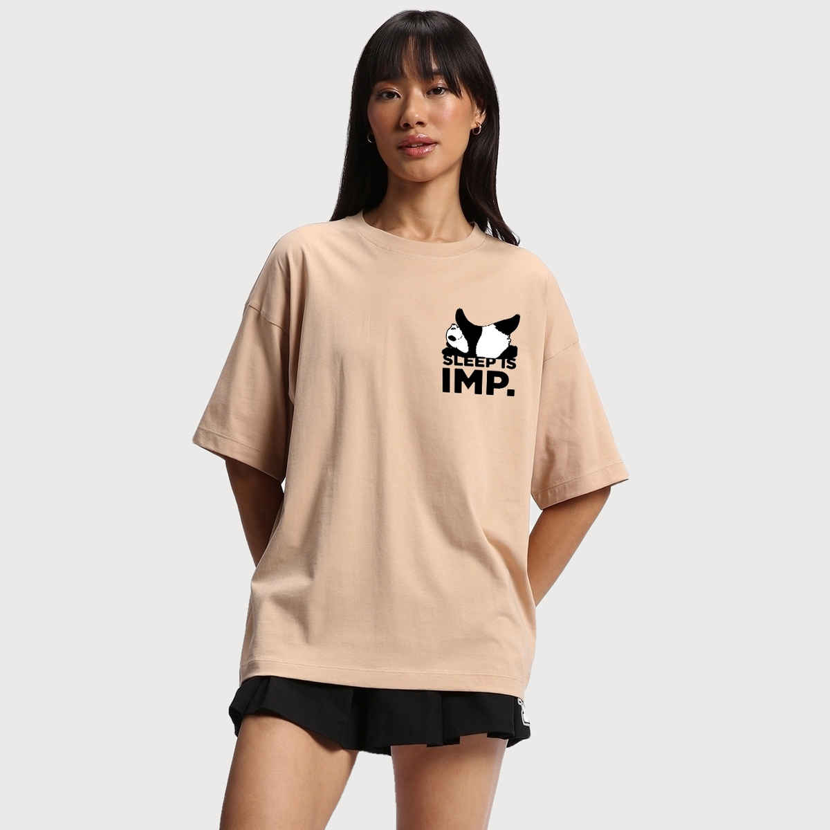 Bewakoof Women's Time To Get Shit Done Graphic Printed Oversized T-shirt | Brown | S