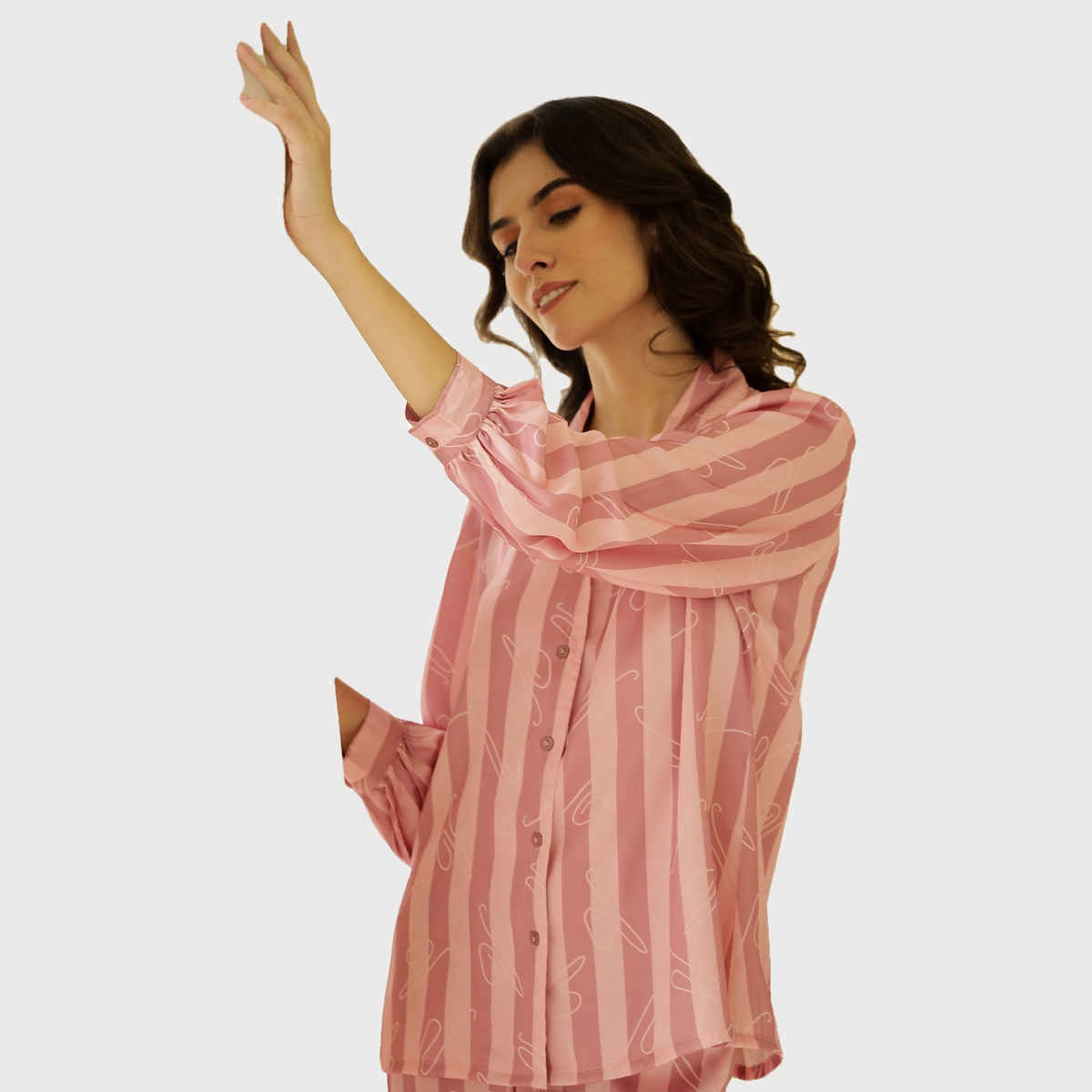 Sanskrutihomes Women Pink Striped Night Suit SE-NSP-692 | M