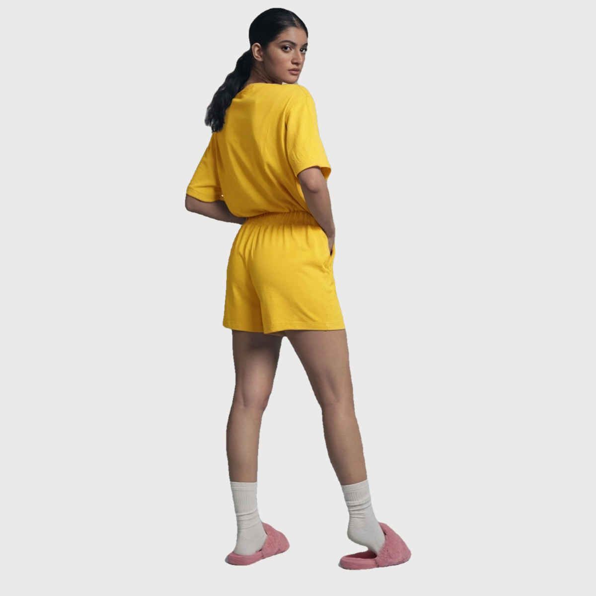 Fflirtygo Women's Cotton Sleep Tees Loungewear Fssc good | Mood Yellow | XL