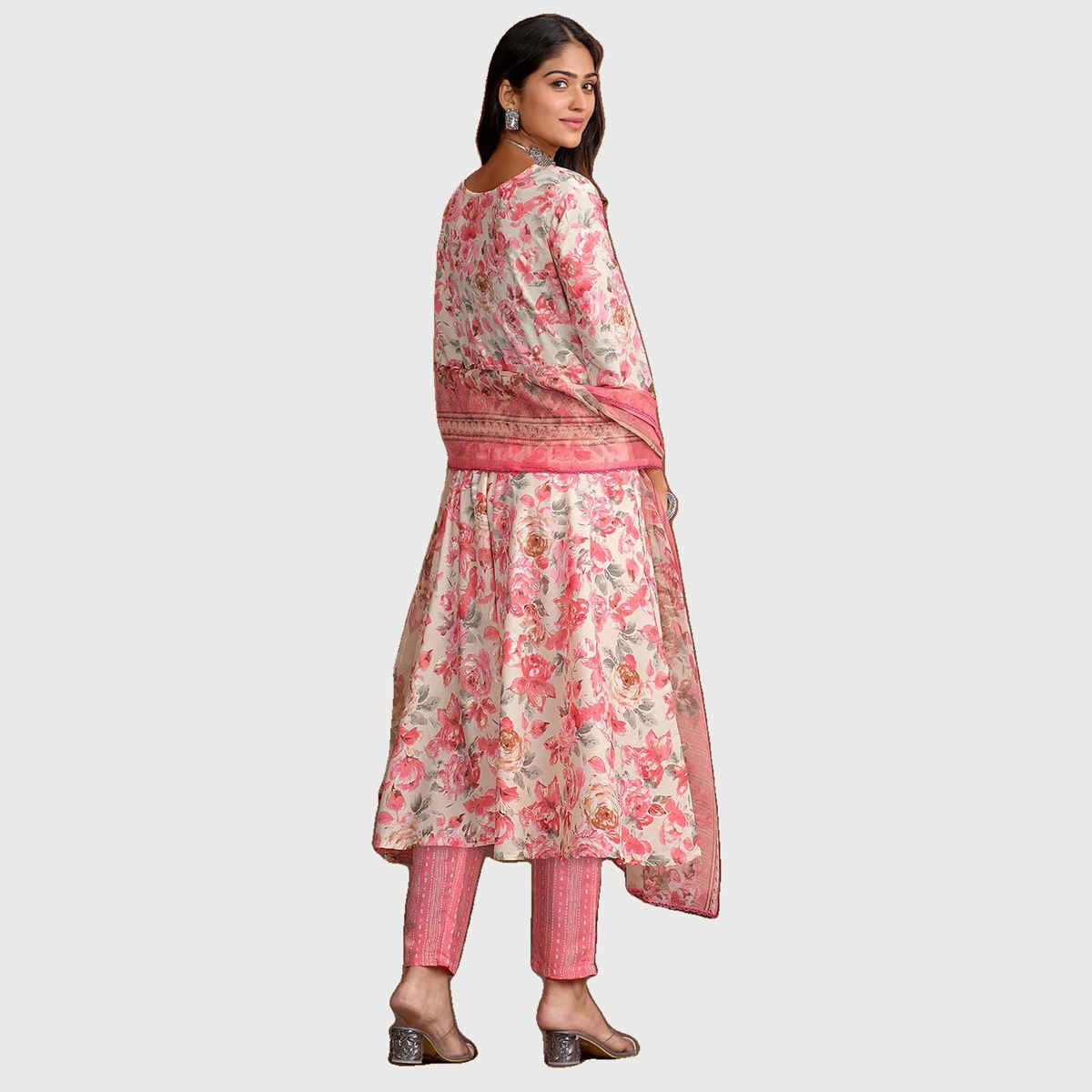 Ishin Women Kurta Set with Dupatta | INWSDS24004 | Pink - M