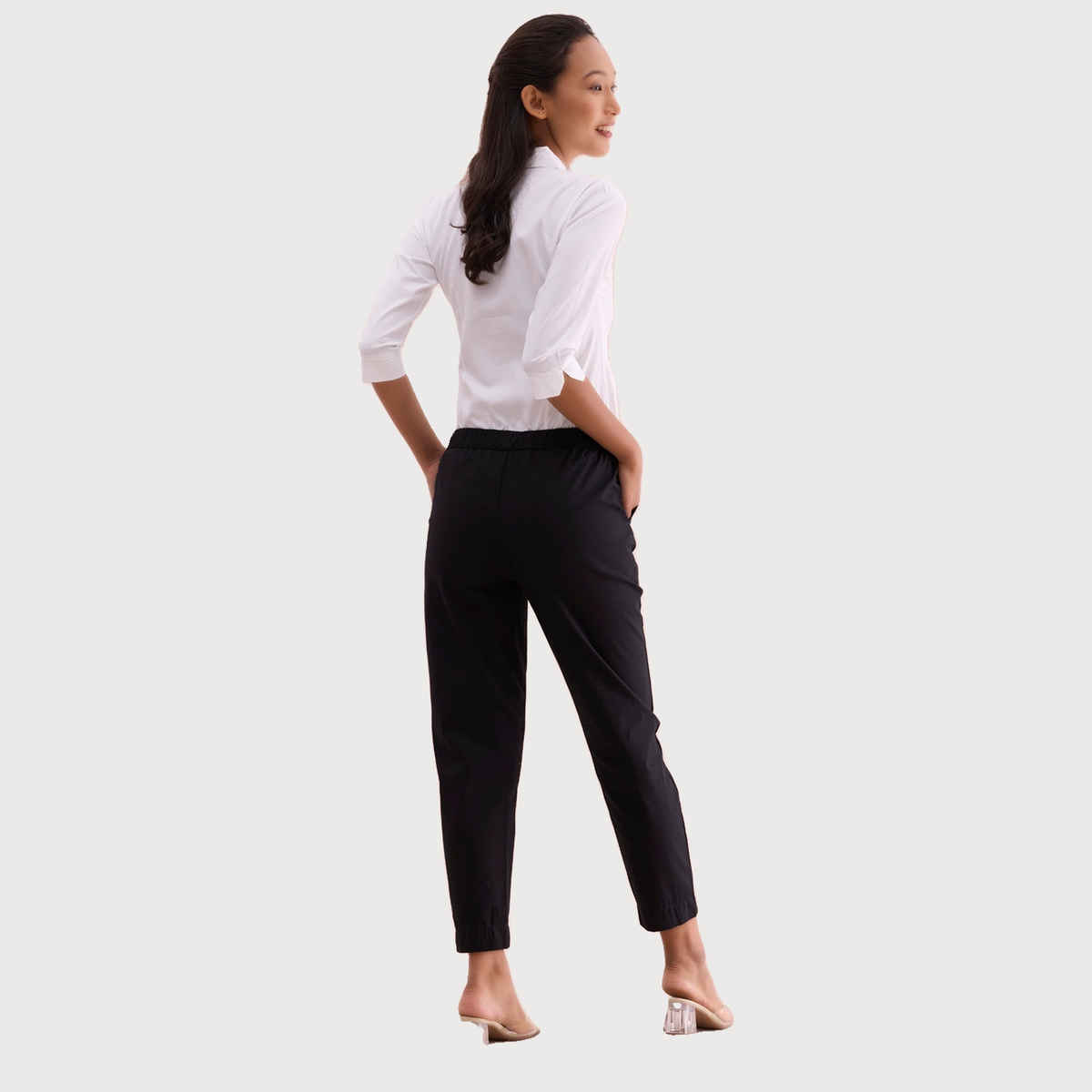Go Colors Women's Solid Trousers | LT08 | Black - S