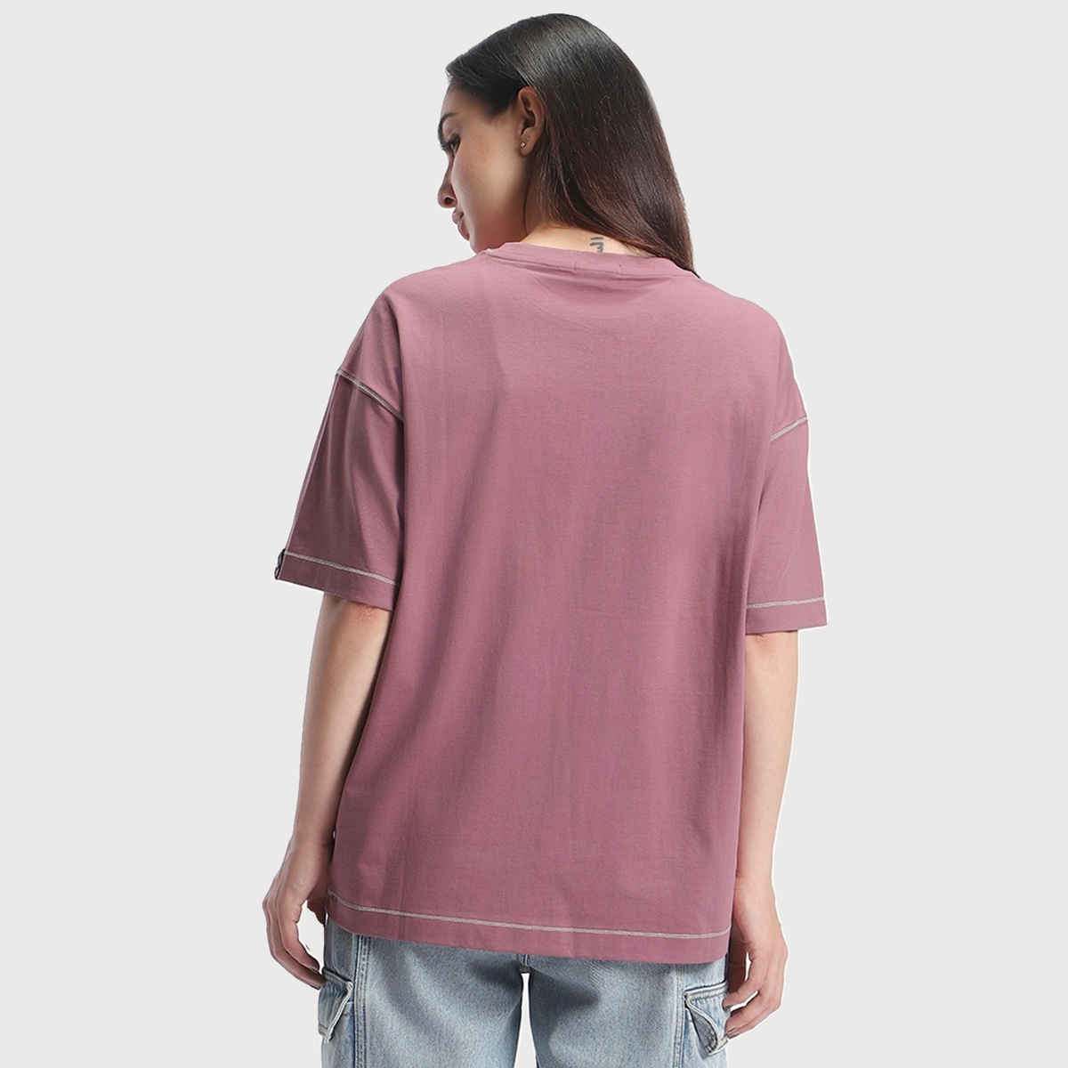 Bewakoof Women's Oversized T-shirt | Purple - L