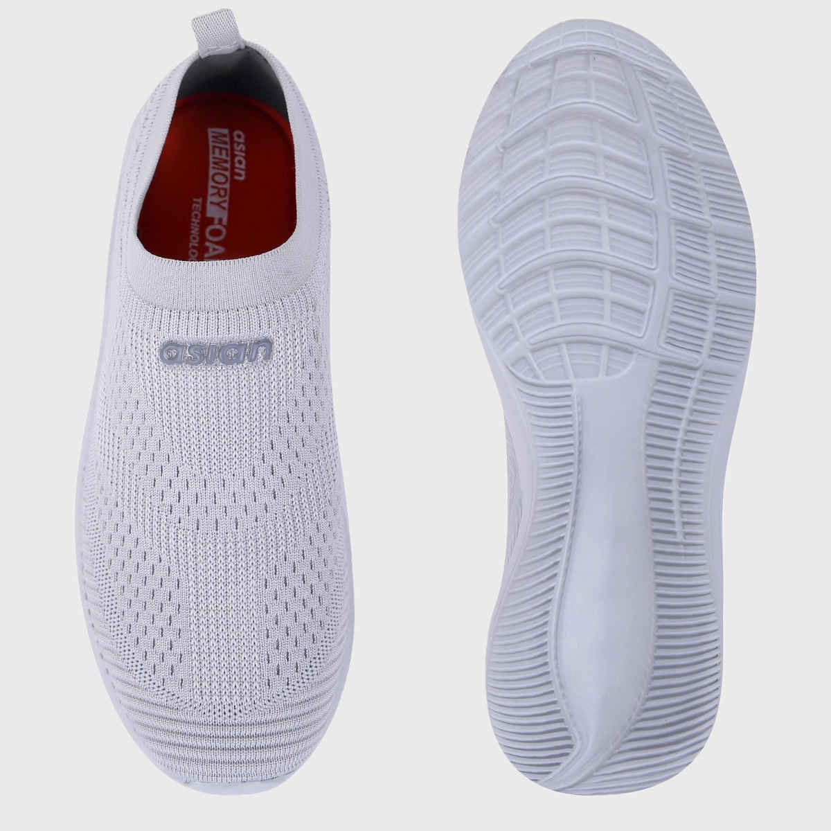 Asian Men s Wind-04 Light Grey Laceless Shoes | UK-7