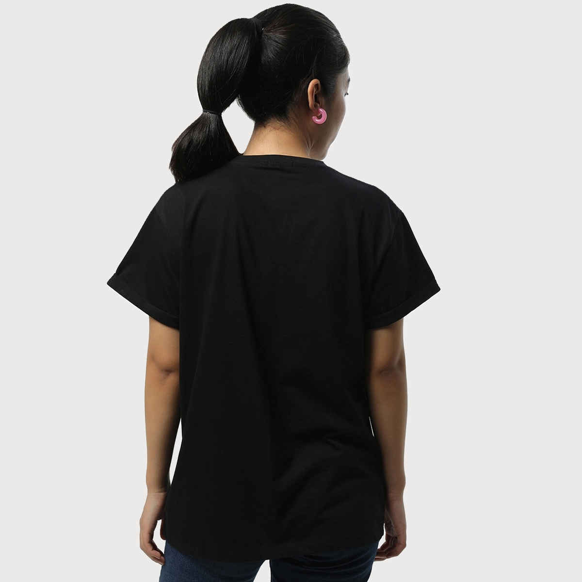 Bewakoof Women's Fragile Graphic Printed Boyfriend T-shirt | Black - XL