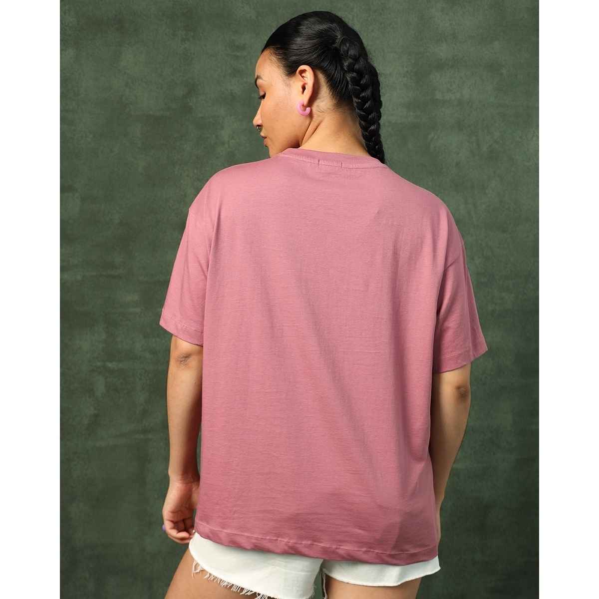 Bewakoof Official Rick & Morty Women's Graphic Printed Oversized T-Shirt | Purple | L