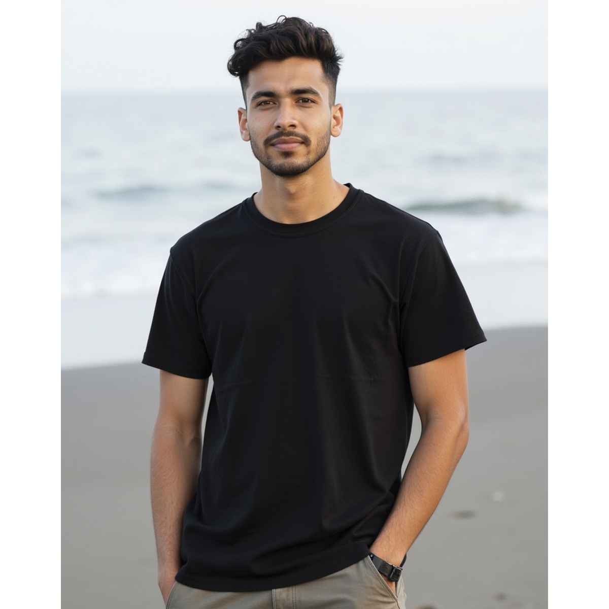 Mad Over Print Men's Solid black T-shirt | Black - XXL