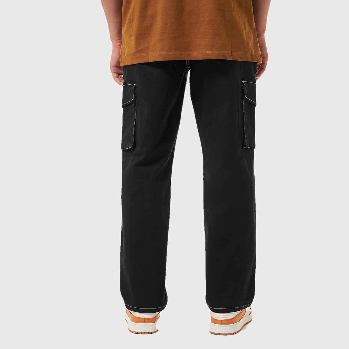 Bewakoof Men's Oversized Cargo Pants | Black - 28