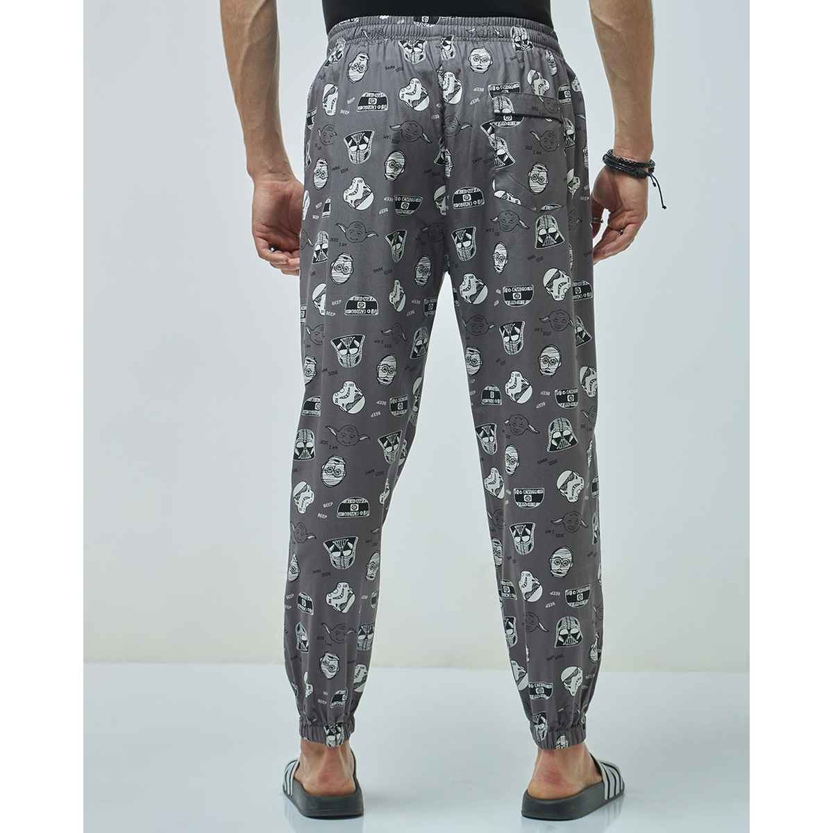 Bewakoof Men's All Over Printed Pyjamas | Grey - M