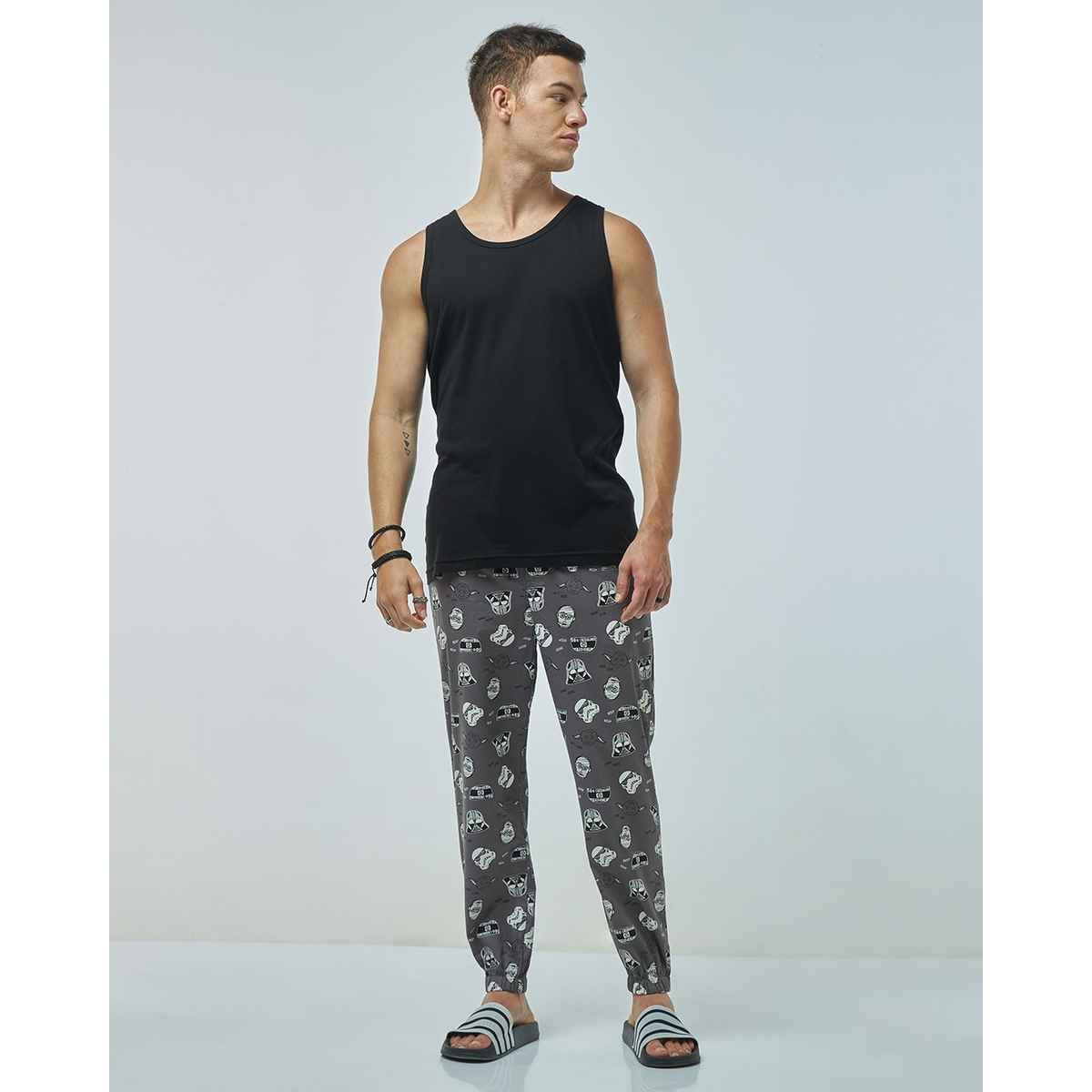 Bewakoof Men's All Over Printed Pyjamas | Grey - M
