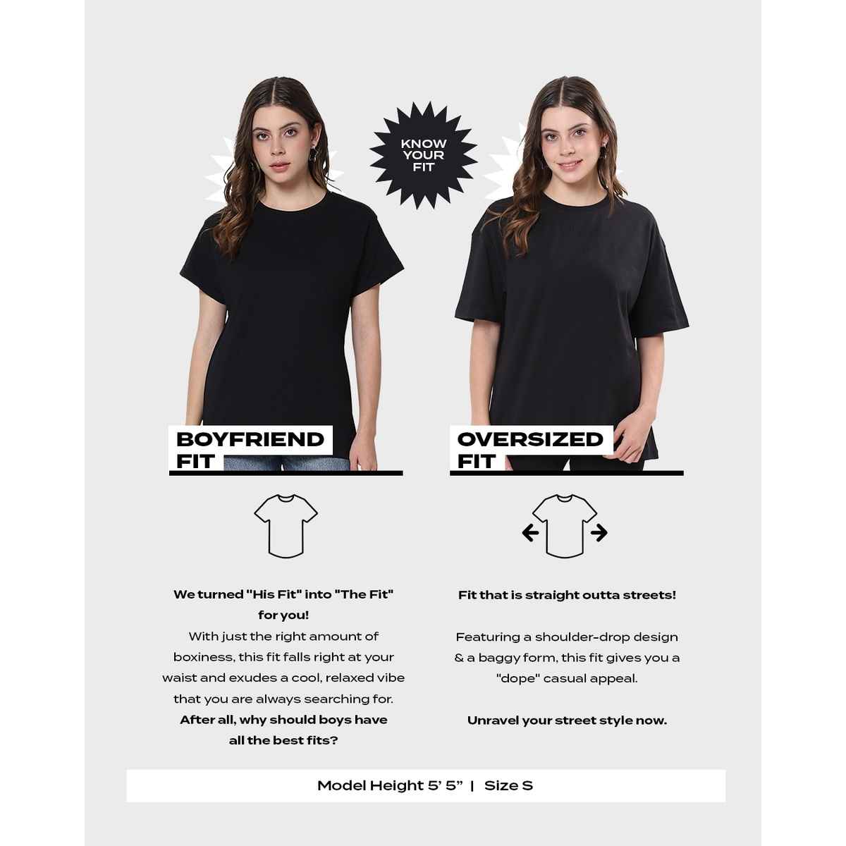 Bewakoof Women's My Glam Era Graphic Printed Oversized T-shirt | Black - M