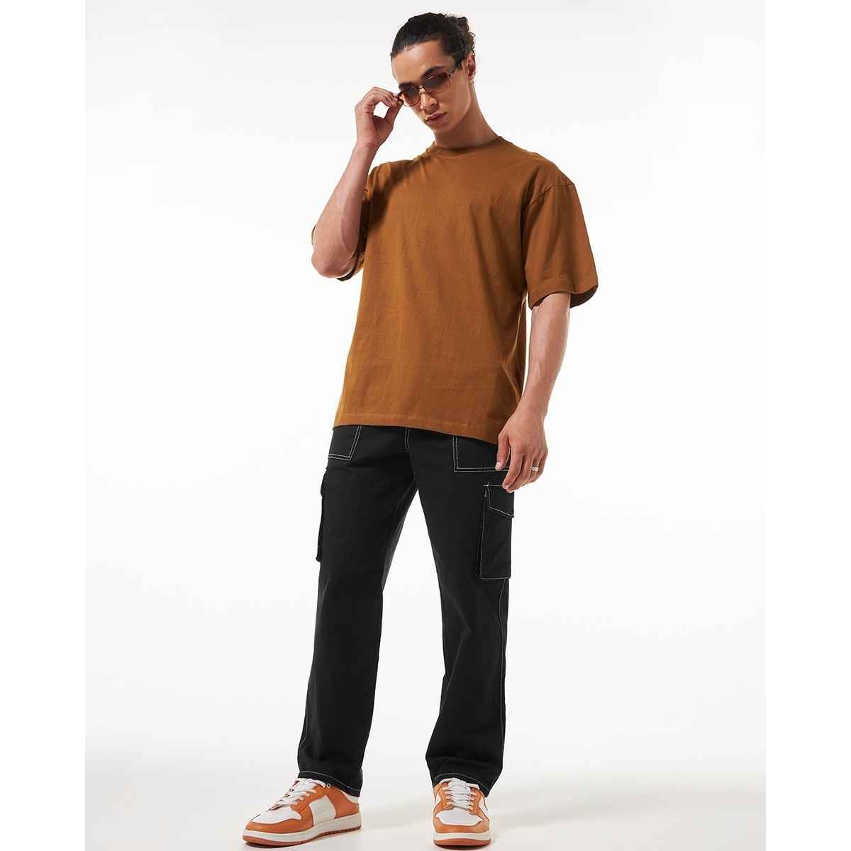 Bewakoof Men's Oversized Cargo Pants | Black - 30