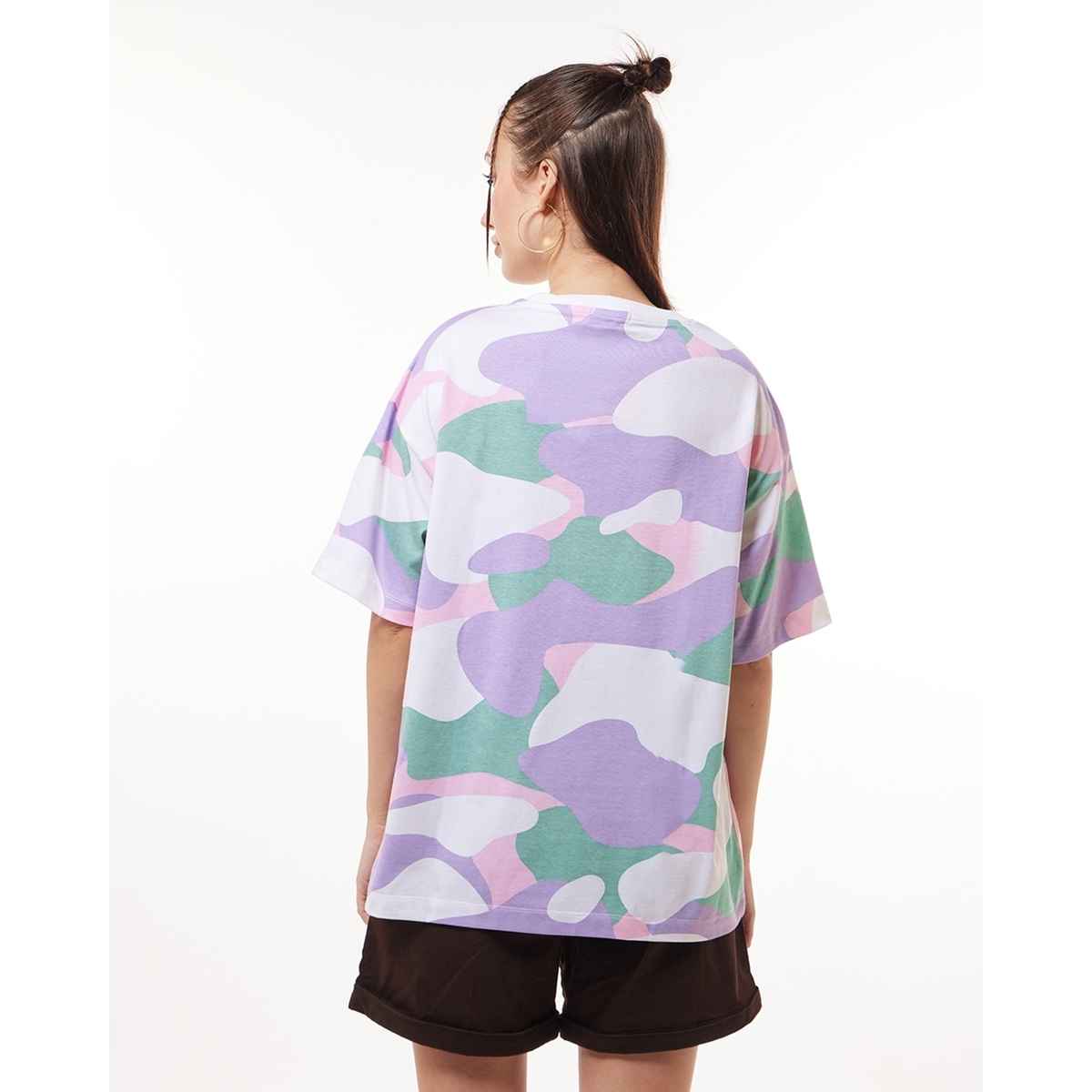 Bewakoof Women's Camouflage Printed Oversized T-shirt | Multicolor - S