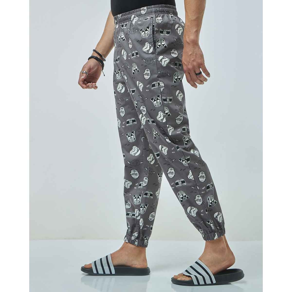 Bewakoof Men's All Over Printed Pyjamas | Grey - M