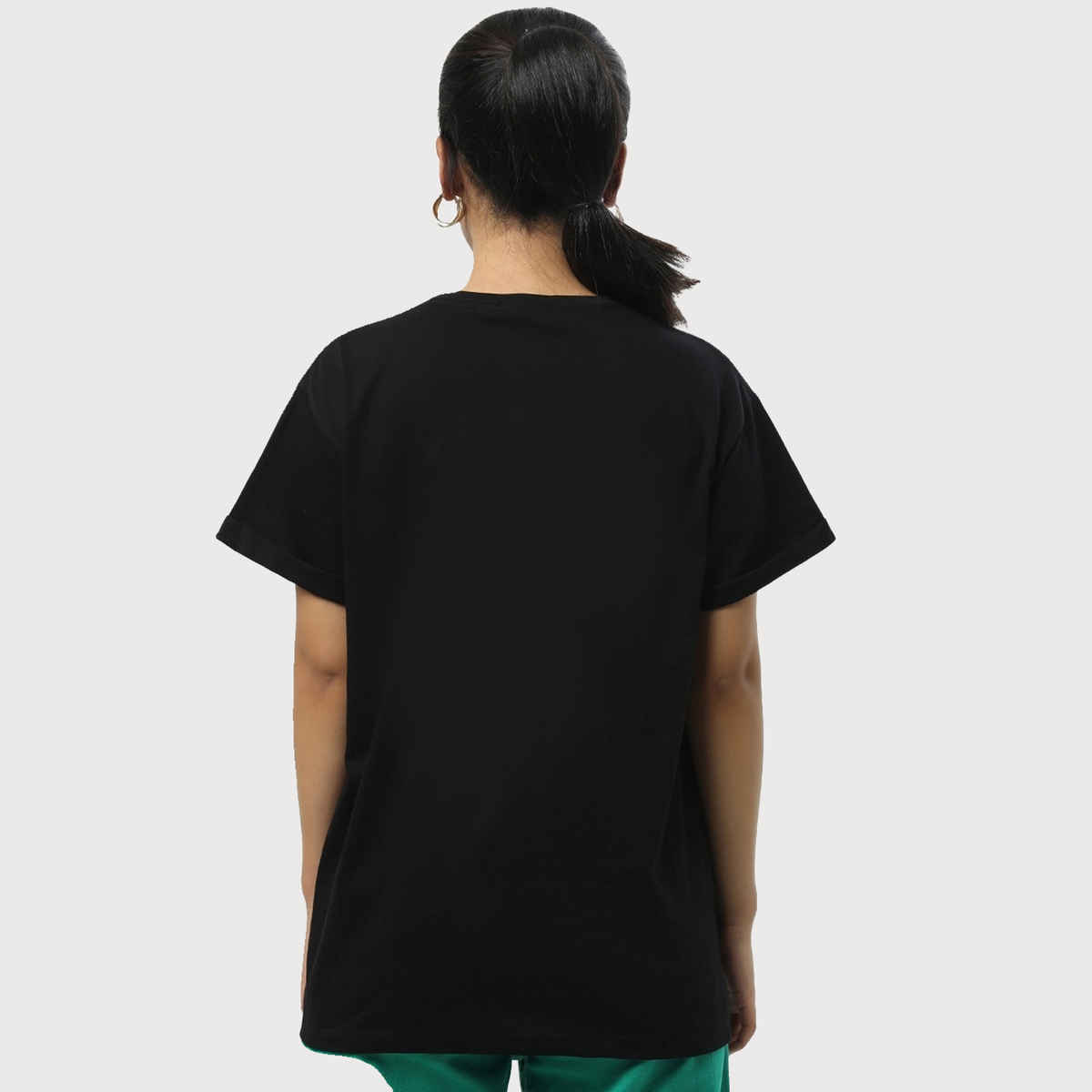 Bewakoof Women's Vibes Graphic Printed Boyfriend T-shirt | Black - L