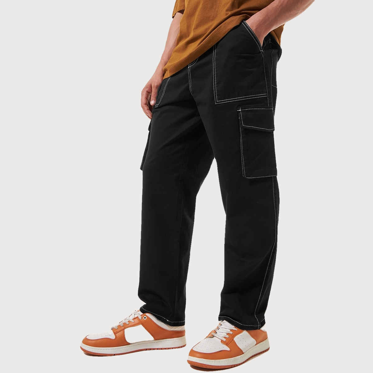 Bewakoof Men's Oversized Cargo Pants | Black - 32
