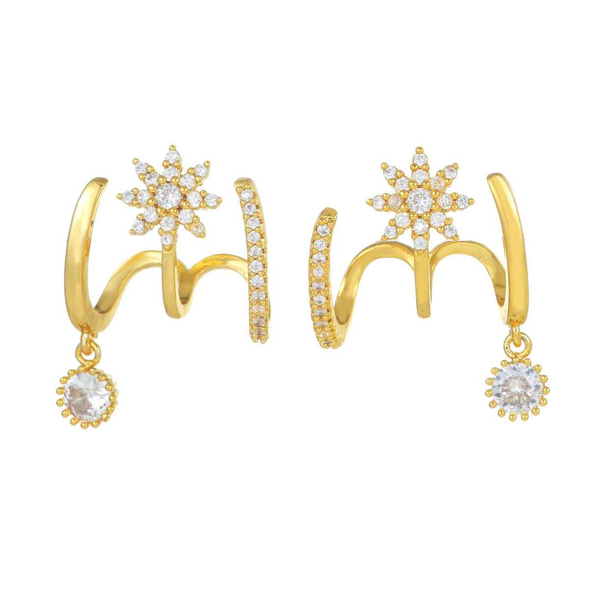 BeautyNX Icy Star Crawler stud Earrings | Gold | BNX-EAR-0014