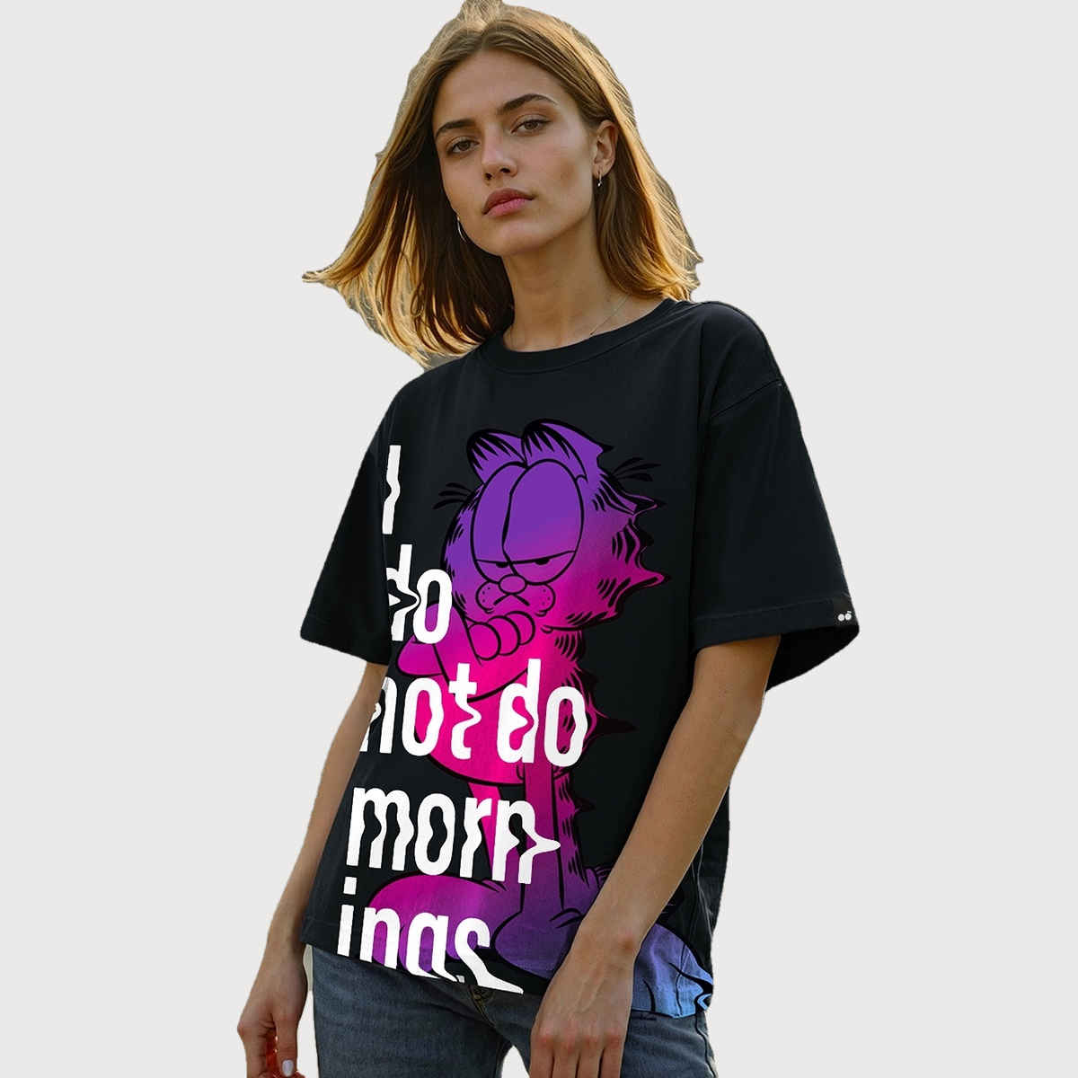 Bewakoof Women's Mornings Graphic Printed Oversized T-shirt | Black - M