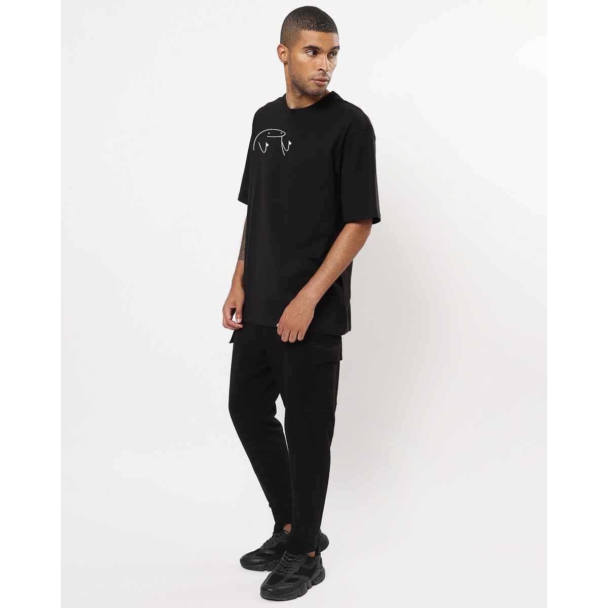Mad Over Print Men's Meme Oversized T-shirt | Black - L