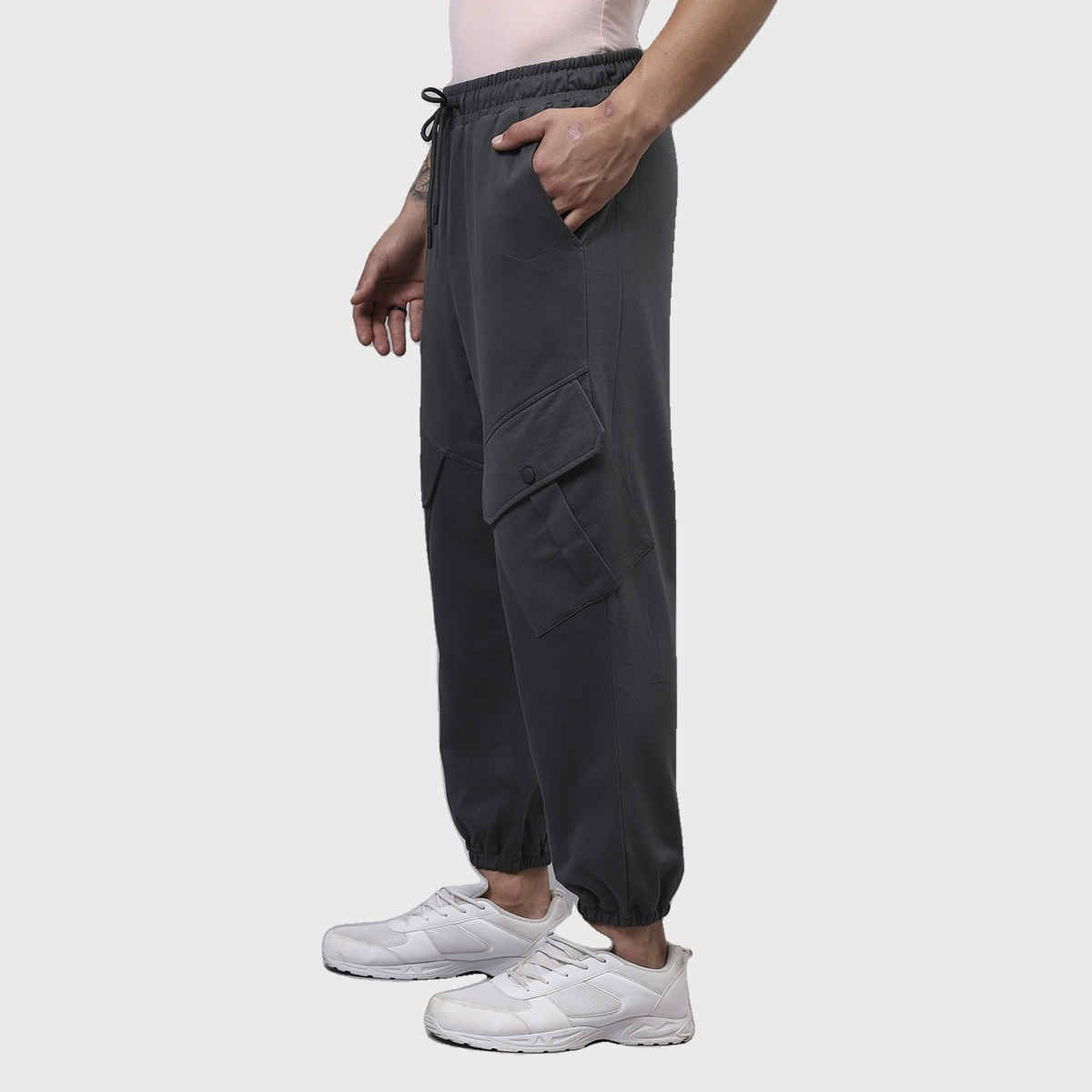 Bewakoof Air 1.0 Men's Super Loose Fit Cargo Joggers | Grey - M
