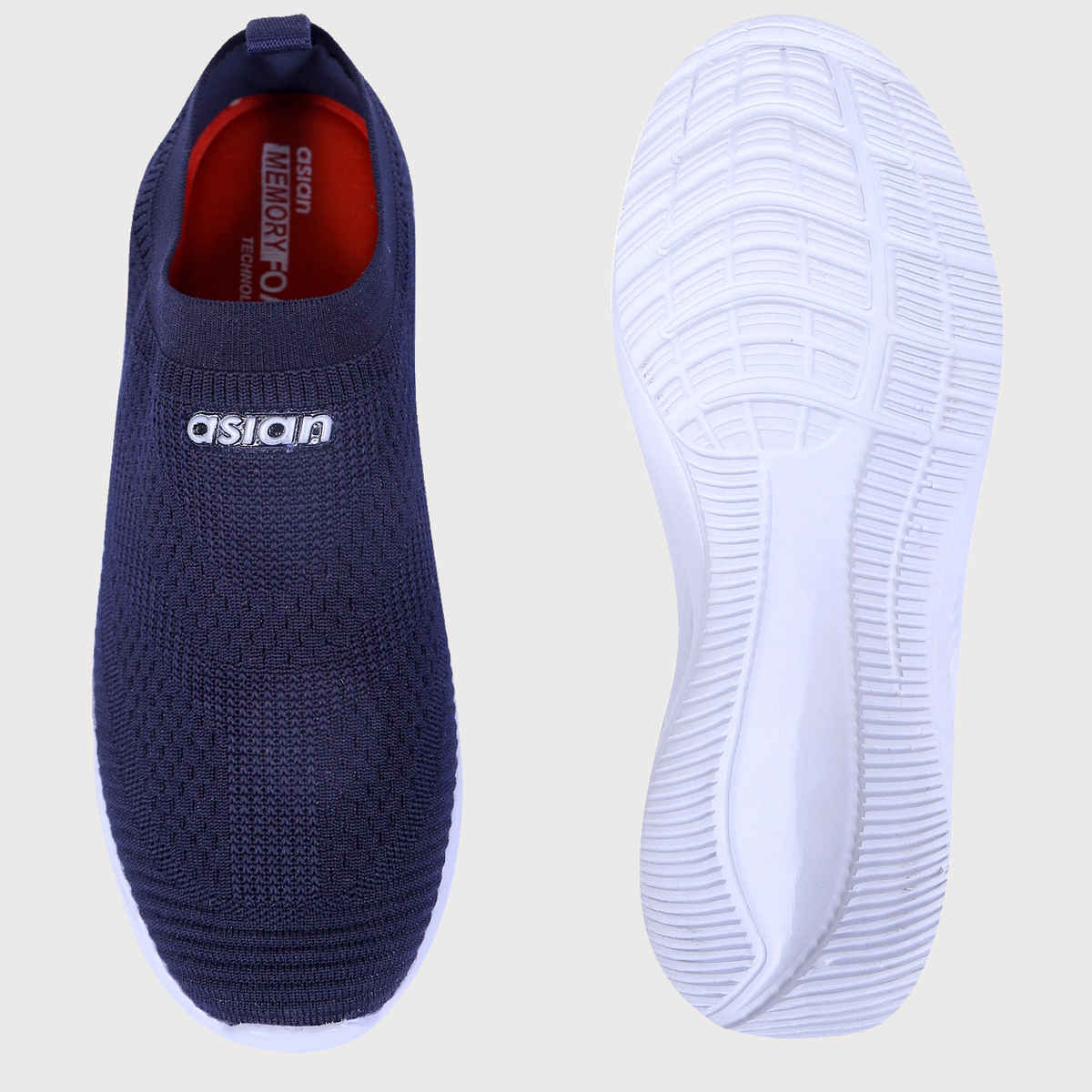 Asian Men s Wind-04 Navy Blue Laceless Shoes | UK-7