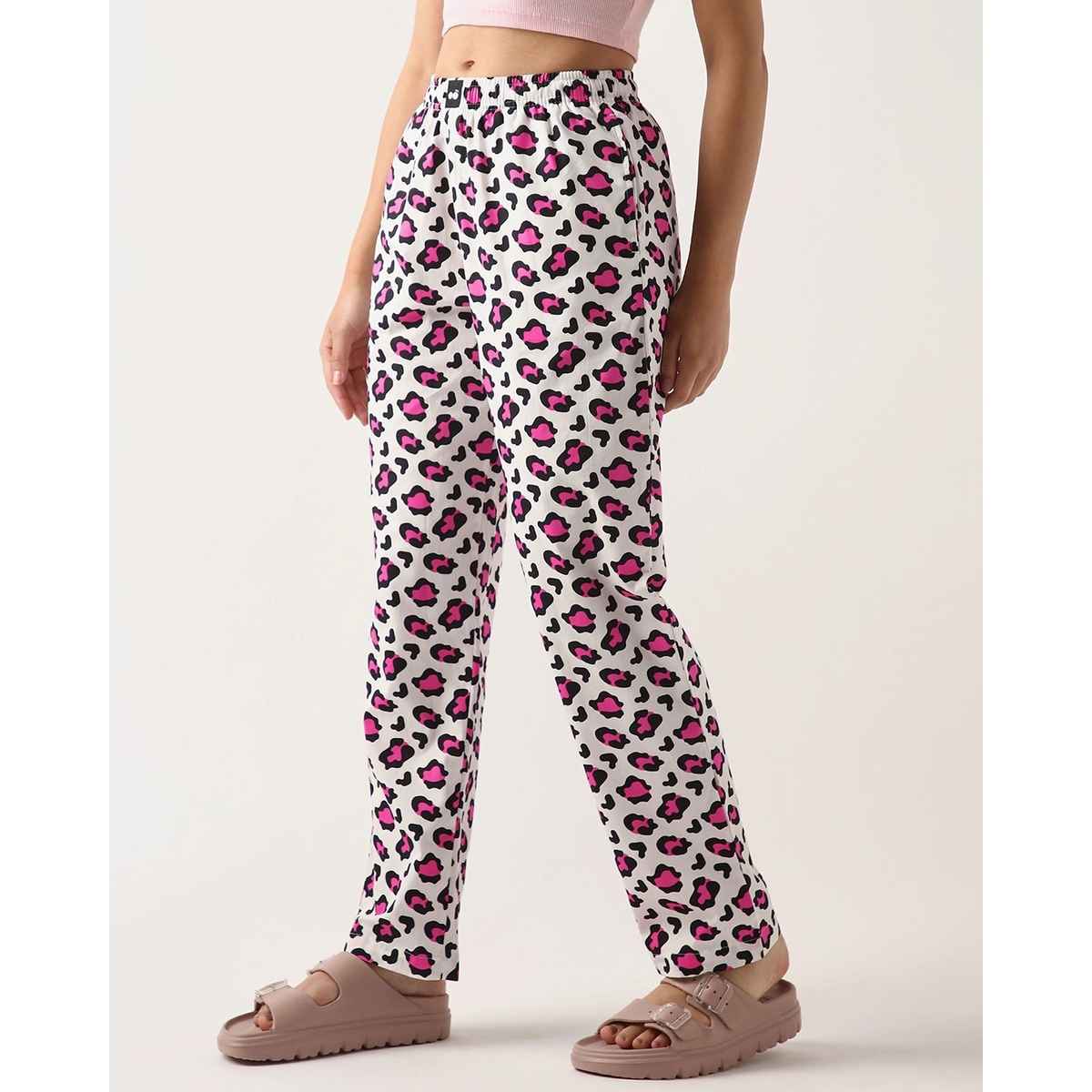 Bewakoof Women's All Over Printed Pyjamas | White - S
