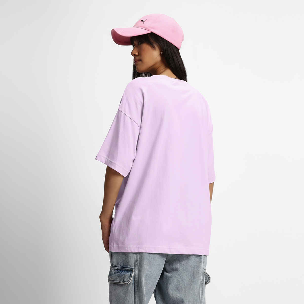 Bewakoof Women's Deja Moo Graphic Printed Oversized T-shirt | Purple - XL