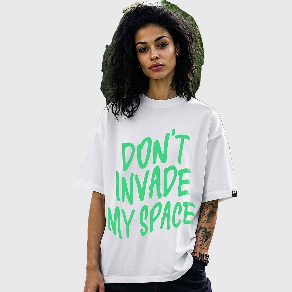 Bewakoof Women's Don't Invade Graphic Printed Oversized T-shirt | White - XL