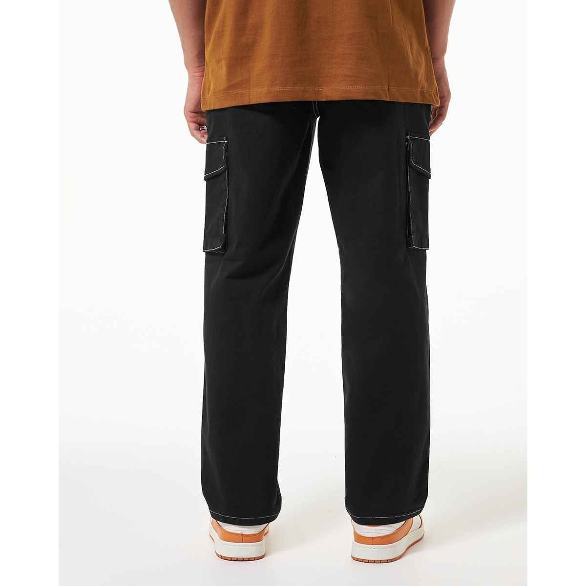 Bewakoof Men's Oversized Cargo Pants | Black - 30