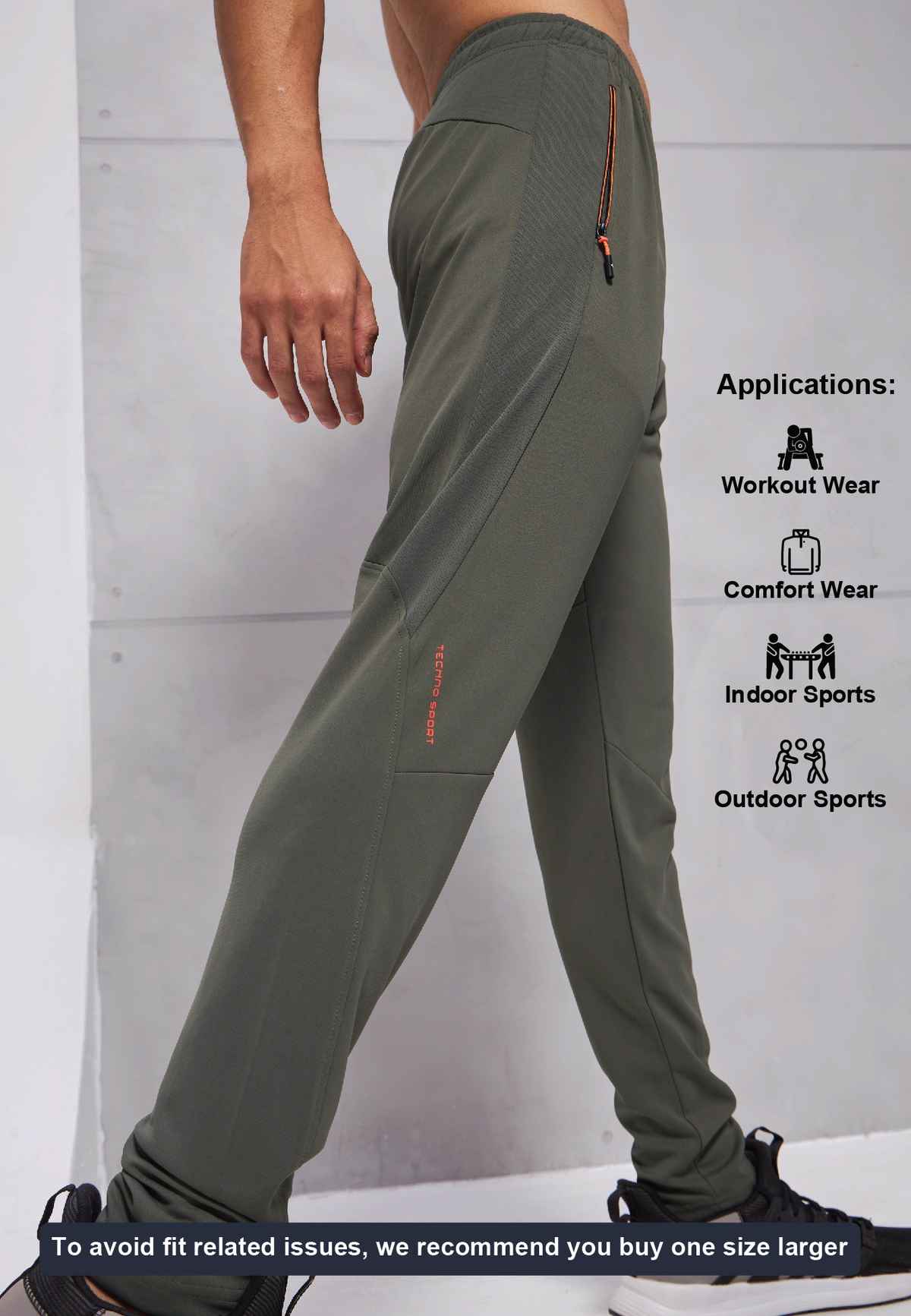 Technosport Men Poly Solid Slim Fit Sports Trackpants with TECHNO DRY | Beetle | M